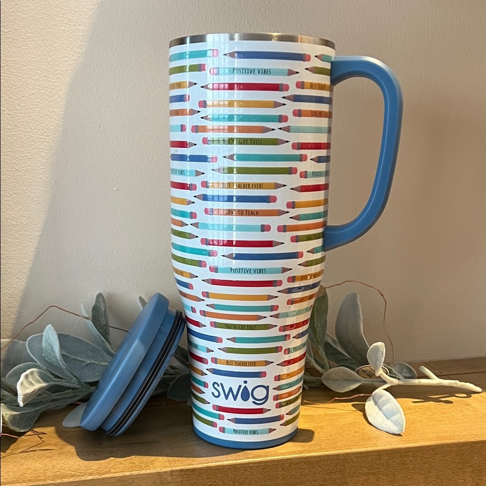 Swig Life “Teacher Life” Colorful Pencil Design Travel Mug Inspirational Phrases